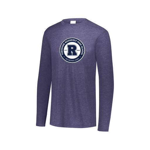 [FTLCUBNV-AXS-LOGO3] Decker Men's Tri-Blend T-Shirt - Long Sleeve (Adult XS, Navy, Logo 3)