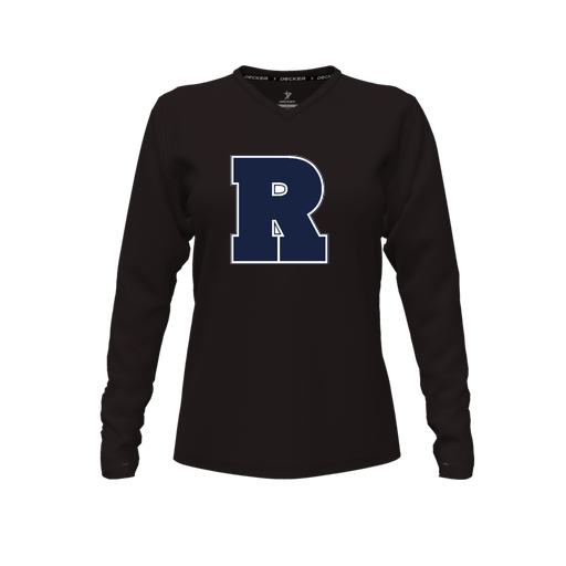 [FTLVCFBK-FYXS-LOGO2] Decker Comfort T-Shirt (Female Youth XS, Black, V Neck, Logo 2, Long Sleeve)